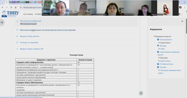  Ольга Барна доводить до відома систему оцінювання педагогічної практики